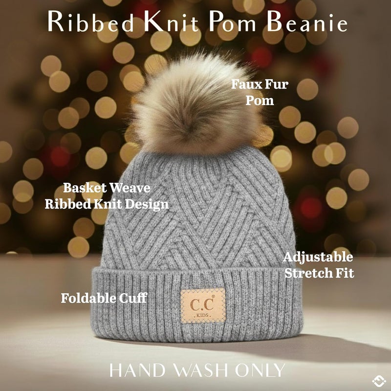 Funky Junque Toddler Pom Beanie – Kids Winter Hat for Ages 1–4, Baby Boy & Girl Knit Beanies, Warm Cozy Knit Snow Hats - Image 4